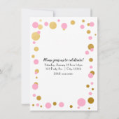 ピンク&金ゴールドドットバースデーパーティーフォト招待状 招待状 (裏面)
