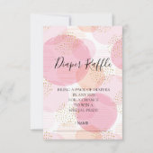 ピンク&金ゴールドドット赤ちゃんシャワーおむつラッフルチケット 招待状 (正面)