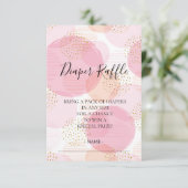 ピンク&金ゴールドドット赤ちゃんシャワーおむつラッフルチケット 招待状 (スタンド正面)