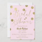 ピンク&金ゴールドドッモダンツグラムブライダルシャワー 招待状 (正面)