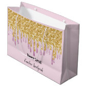 ピンク&金ゴールドドリップパターンの廃止  ラージペーパーバッグ (正面アングル)