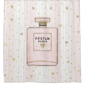 ピンク&金ゴールドハートパリパルフムシックファッション シャワーカーテン (正面)