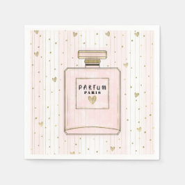 ピンク&金ゴールドハートパリパルフムシックファッション スタンダードカクテルナプキン