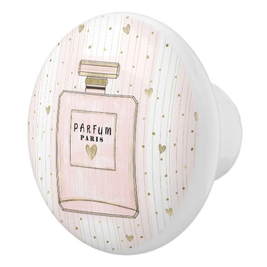 ピンク&金ゴールドハートパリパルフムシックファッション セラミックノブ (右)