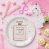 ピンク&金ゴールドハートパリパルフムシックファッション ペーパープレート (パーティー)