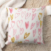 ピンク&金ゴールドハート装飾用クッション クッション (ブランケット)