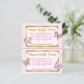 ピンク&金ゴールドバタフライベビーシャワーおむつラッフル (スタンド正面)