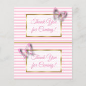 ピンク&金ゴールドバタフライベビーシャワーおむつラッフル (裏面)