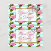 ピンク&金ゴールドバタフライベビーシャワーおむつラッフル チラシ (裏面)