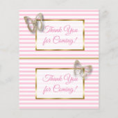 ピンク&金ゴールドバタフライベビーシャワーおむつラッフル チラシ (裏面)