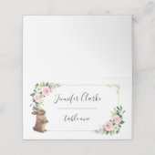 ピンク&金ゴールドバニーラビットフローラ プレイスカード (外部開封)