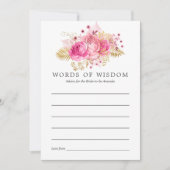 ピンク&金ゴールドバラ水彩ブライダルシャワーアドバイス 招待状 (正面)