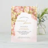 ピンク&金ゴールドバルーンアーチブライダルシャワー 招待状 (スタンド正面)