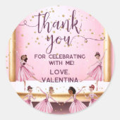 ピンク&金ゴールドバレエステージバレリーナ ラウンドシール (正面)