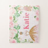 ピンク&金ゴールドバレリーナダンステーマ名前をカスタムする ジグソーパズル (縦)