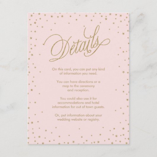 ピンク&金ゴールドファンシースター結婚のエンクロージャカード エンクロージャーカード (正面)