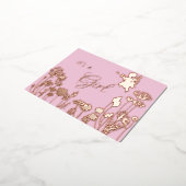 ピンク |金ゴールドフェアリー女の子の誕生発表 箔招待状ポストカード (回転した状態)