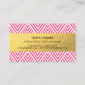 ピンク&金ゴールドフェイクフォイルChevron名刺 名刺 (裏面)
