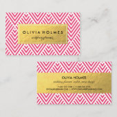 ピンク&金ゴールドフェイクフォイルChevron名刺 名刺 (正面/裏面)