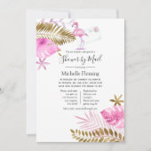 ピンク&金ゴールドフラミンゴブライダルまたはベビーシャワーbyメール 招待状 (正面)
