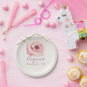 ピンク&金ゴールドフローラグラムブライダルシャワーカスタムパーティー ペーパープレート (パーティー)