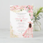ピンク&金ゴールドフローラチャラウェスタンキンセアニェラ 招待状 (スタンド正面)