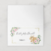 ピンク&金ゴールドフローラバニーうさぎ復活祭 プレイスカード (外部開封)