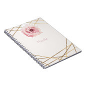 ピンク&金ゴールドフローラ牡丹フラワーグラムカスタム ノートブック (右側)