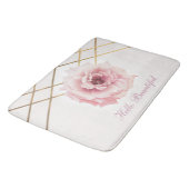 ピンク&金ゴールドフローラ牡丹フラワーグラムカスタム バスマット (アングル)