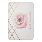 ピンク&金ゴールドフローラ牡丹フラワーグラムカスタム バスマット (正面縦)