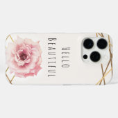 ピンク&金ゴールドフローラ牡丹フラワーグラムカスタム Case-Mate iPhoneケース (裏面 (横))