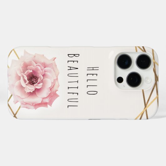 ピンク&金ゴールドフローラ牡丹フラワーグラムカスタム Case-Mate iPhoneケース (裏面 (横))