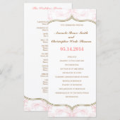 ピンク&金ゴールドフローラ結婚式 プログラム (正面/裏面)