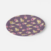 ピンク+金ゴールドフローラ赤ちゃんシャワー ペーパープレート (アングル)