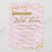 ピンク&金ゴールドブライダルシャワーの招待 招待状 (正面/裏面)