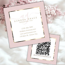 ピンク&金ゴールドプロフェッショナルプレステージ スクエア名刺