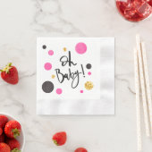 ピンク&金ゴールドベビーシャワーナプキンズfor Girl - Ohベビー 縁ありカクテルナプキン (インサイチュ)