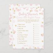 ピンク&金ゴールドベビーシャワー価格ゲームカードを推測 インビテーションポストカード (正面/裏面)