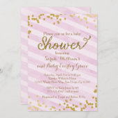 ピンク&金ゴールドベビーシャワー招待状 招待状 (正面/裏面)