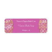 ピンク&金ゴールドホイルダマスク石鹸の化粧品ラベル – 2 ラベル (正面)