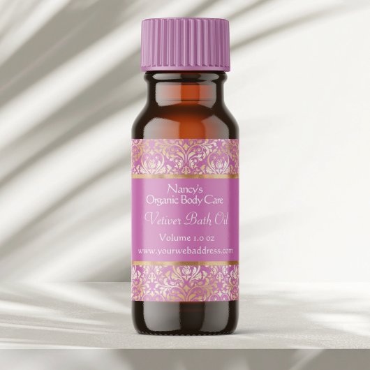 ピンク&金ゴールドホイルダマスク石鹸の化粧品ラベル – 5 スクエアシール