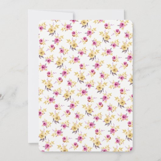 ピンク+金ゴールドホットエアバルーン誕生日招待状 招待状 (裏面)