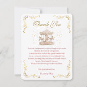 ピンク&金ゴールドポニードリームベビーシャワーサンキューカード サンキューカード (正面)
