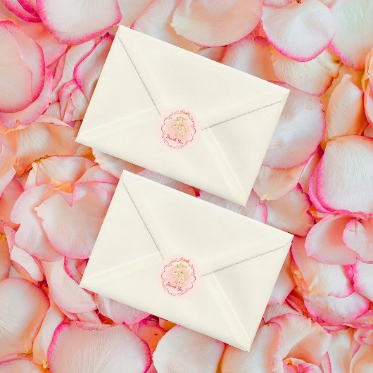 ピンク&金ゴールドポニーヴィンテージ – サンキューステッカー ラウンドシール