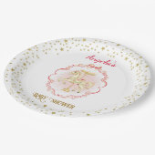 ピンク&金ゴールドポニーヴィンテージ – ベビーシャワープレート ペーパープレート (アングル)