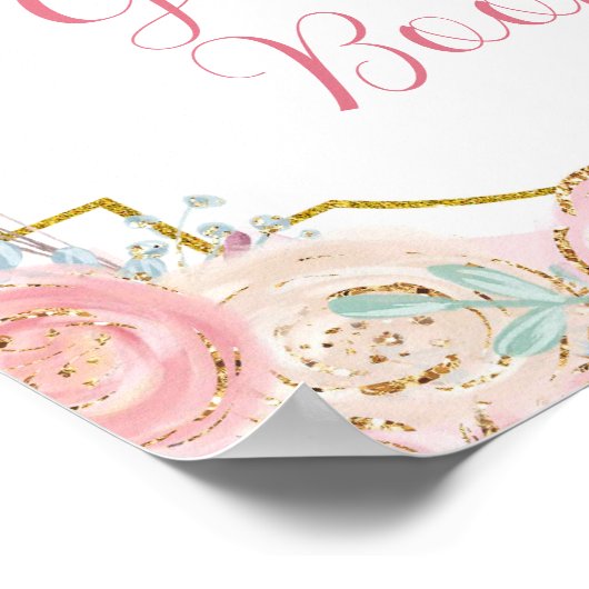 ピンク&金ゴールドマジカル回転木馬ゲストブック ポスター (角)