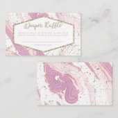 ピンク&金ゴールドマーブルおむつラッフル エンクロージャーカード (正面/裏面)