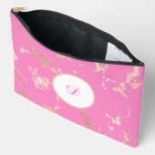 ピンク&金ゴールドマーブルかわいらしカスタム アクセサリーポーチ (見開き)