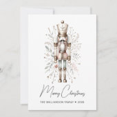 ピンク&金ゴールドメリークリスマスナツクラッカーカード シーズンカード (正面)