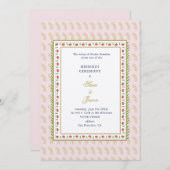 ピンク&金ゴールドメーフェンディ式インディアン 招待状 (正面/裏面)